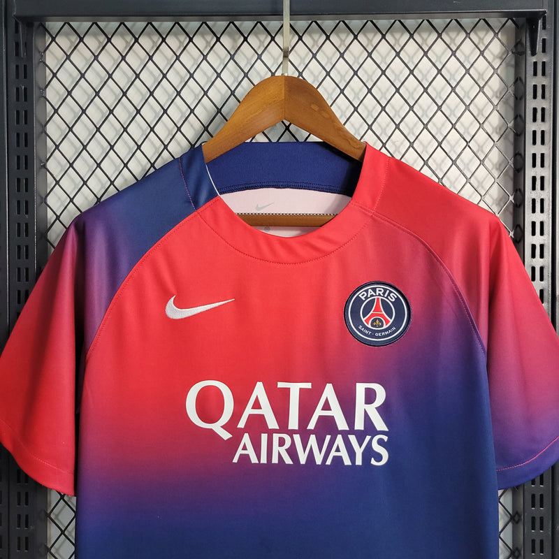 Camisa PSG Treino Vermelha e Azul 23/24 Torcedor - Pk_imports_01 