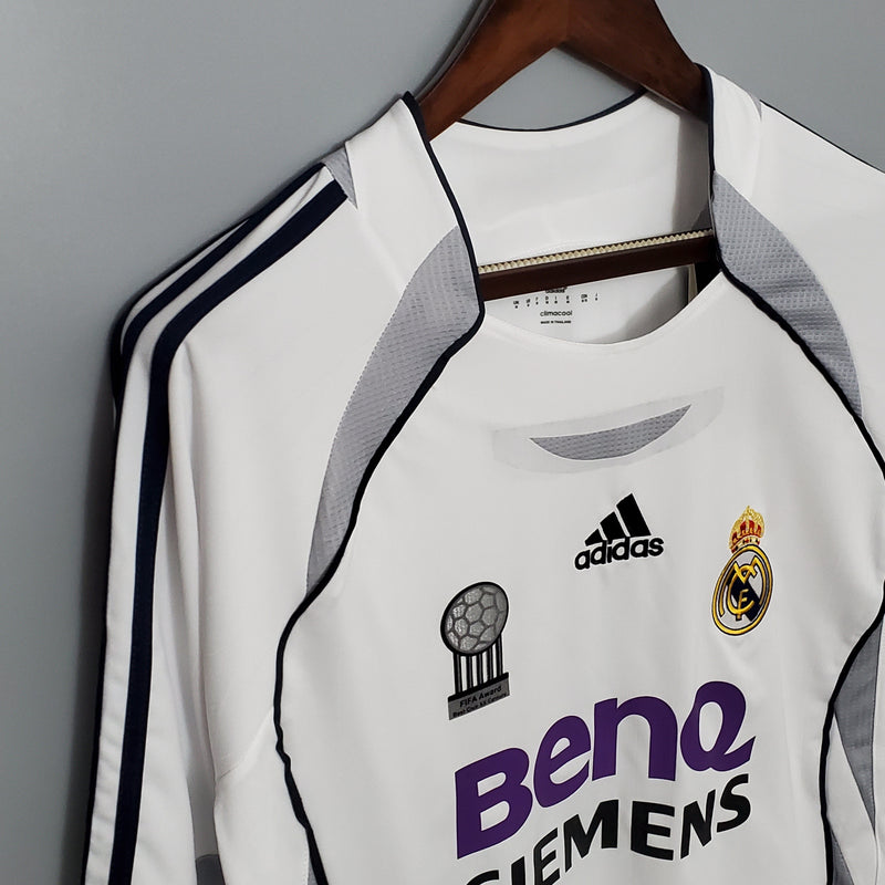 Camisa Real Madrid Titular 06/07 - Versão Retro Manga Comprida - Pk_imports_01 