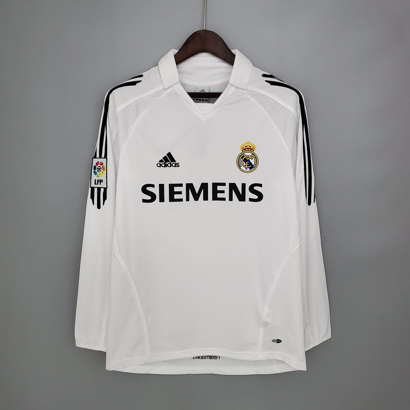 Camisa Real Madrid Titular 05/06 - Versão Retro Manga Comprida - Pk_imports_01 