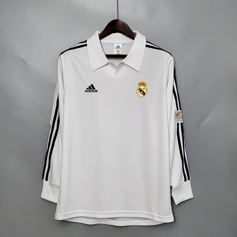 Camisa Real Madrid Titular 2002 - Versão Retro Manga Comprida - Pk_imports_01 