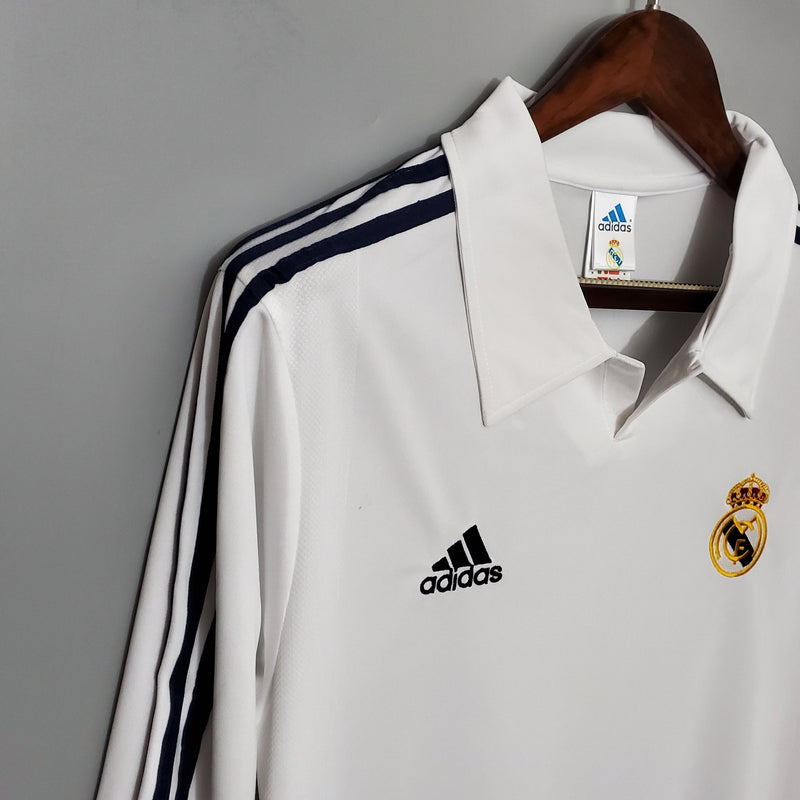 Camisa Real Madrid Titular 2002 - Versão Retro Manga Comprida - Pk_imports_01 