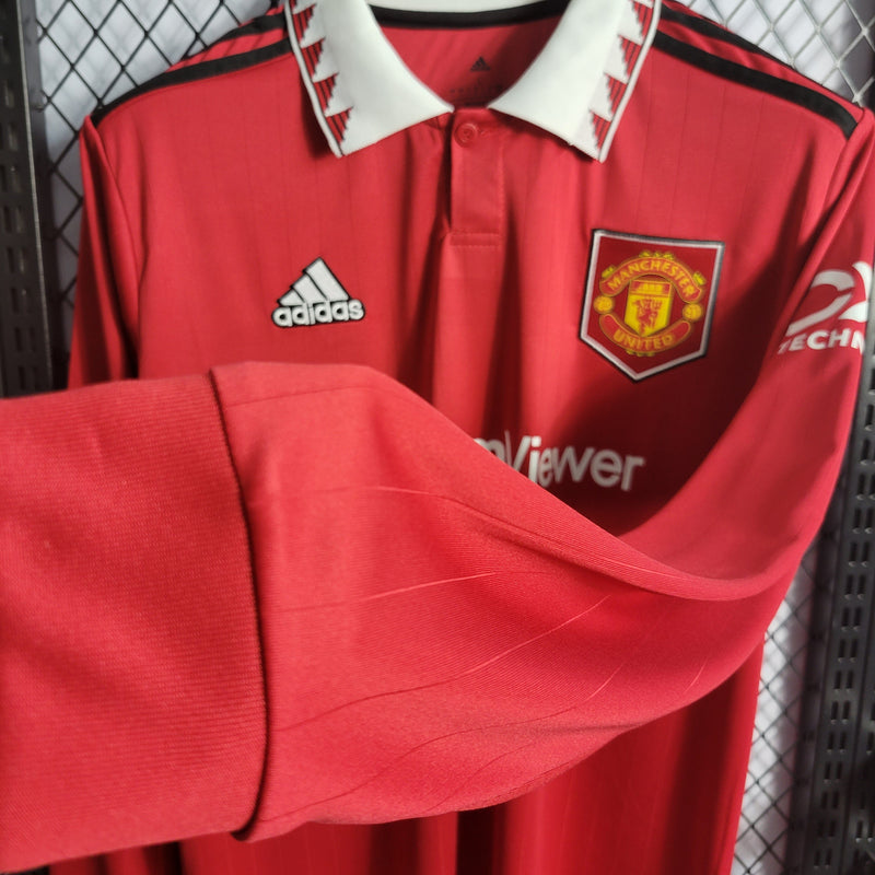 Camisa Manchester United Titular 22/23 - Versão Torcedor Manga Comprida - Pk_imports_01 