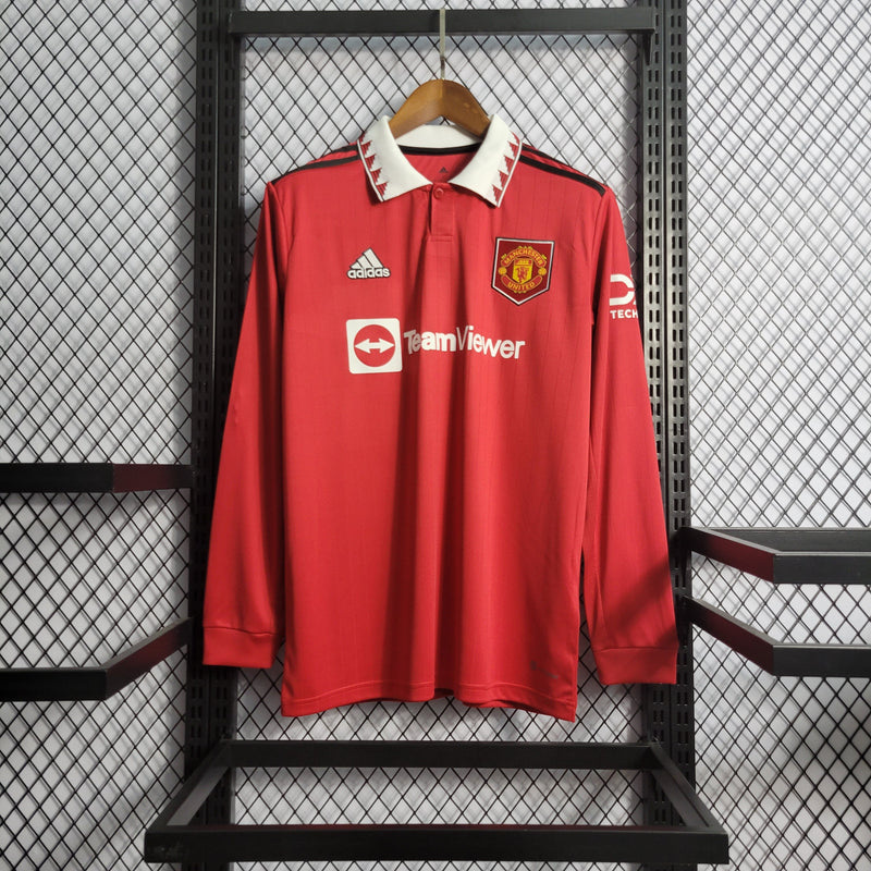 Camisa Manchester United Titular 22/23 - Versão Torcedor Manga Comprida - Pk_imports_01 