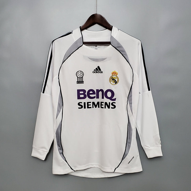 Camisa Real Madrid Titular 06/07 - Versão Retro Manga Comprida - Pk_imports_01 